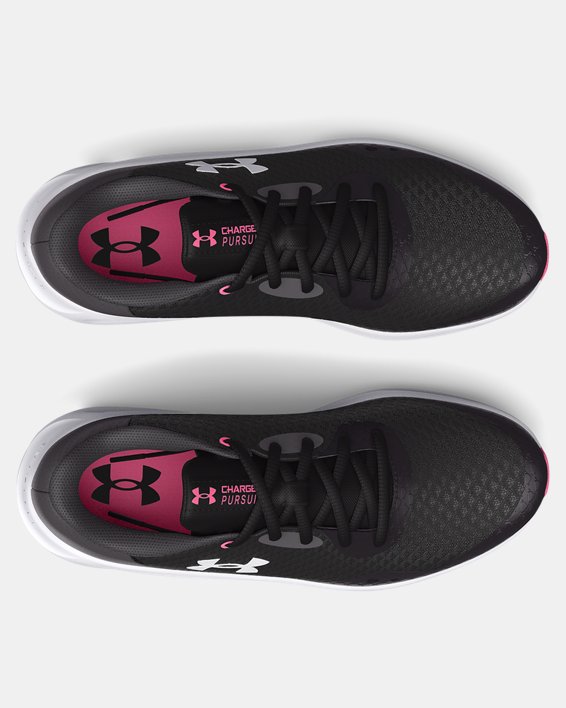 Girls' Grade School UA Charged Pursuit 3 Running Shoes in Black image number 2